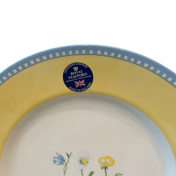 Royal Stafford Porcelain Dinner Plates 11in Yellow Spring Floral Set of 4 NEW - Picture 6 of 10